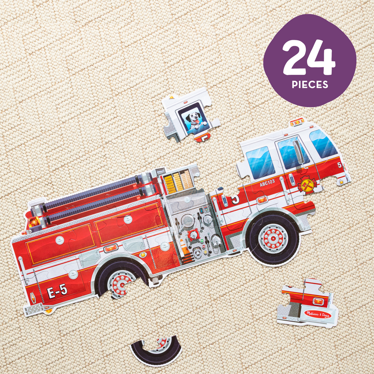 Educational Giant Fire Truck Floor Puzzle - 24 Pieces