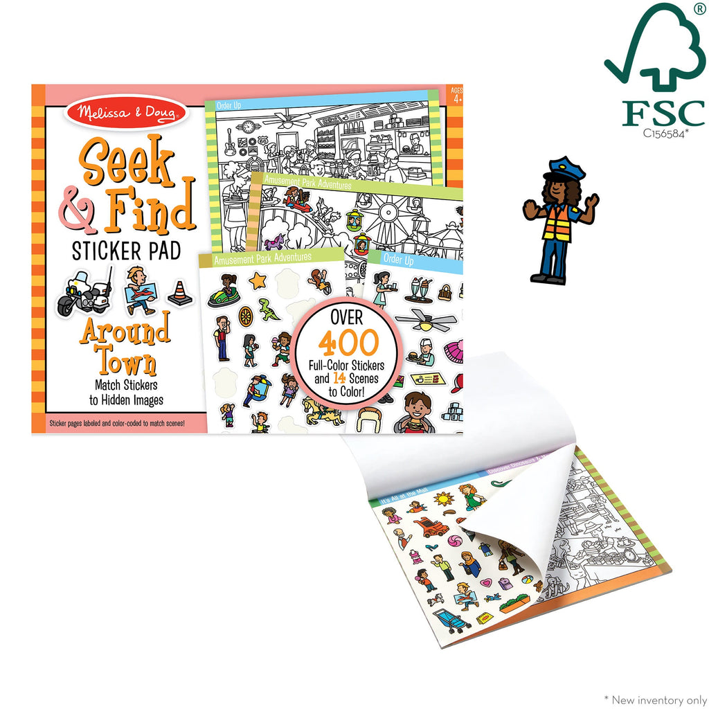 Educational Seek & Find Sticker Pad Around Town