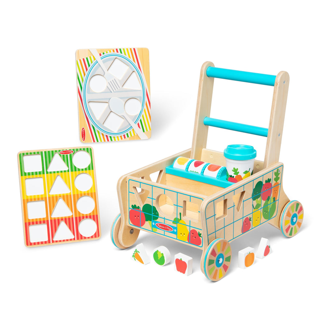 Educational Wooden Shape Sorting Grocery Cart