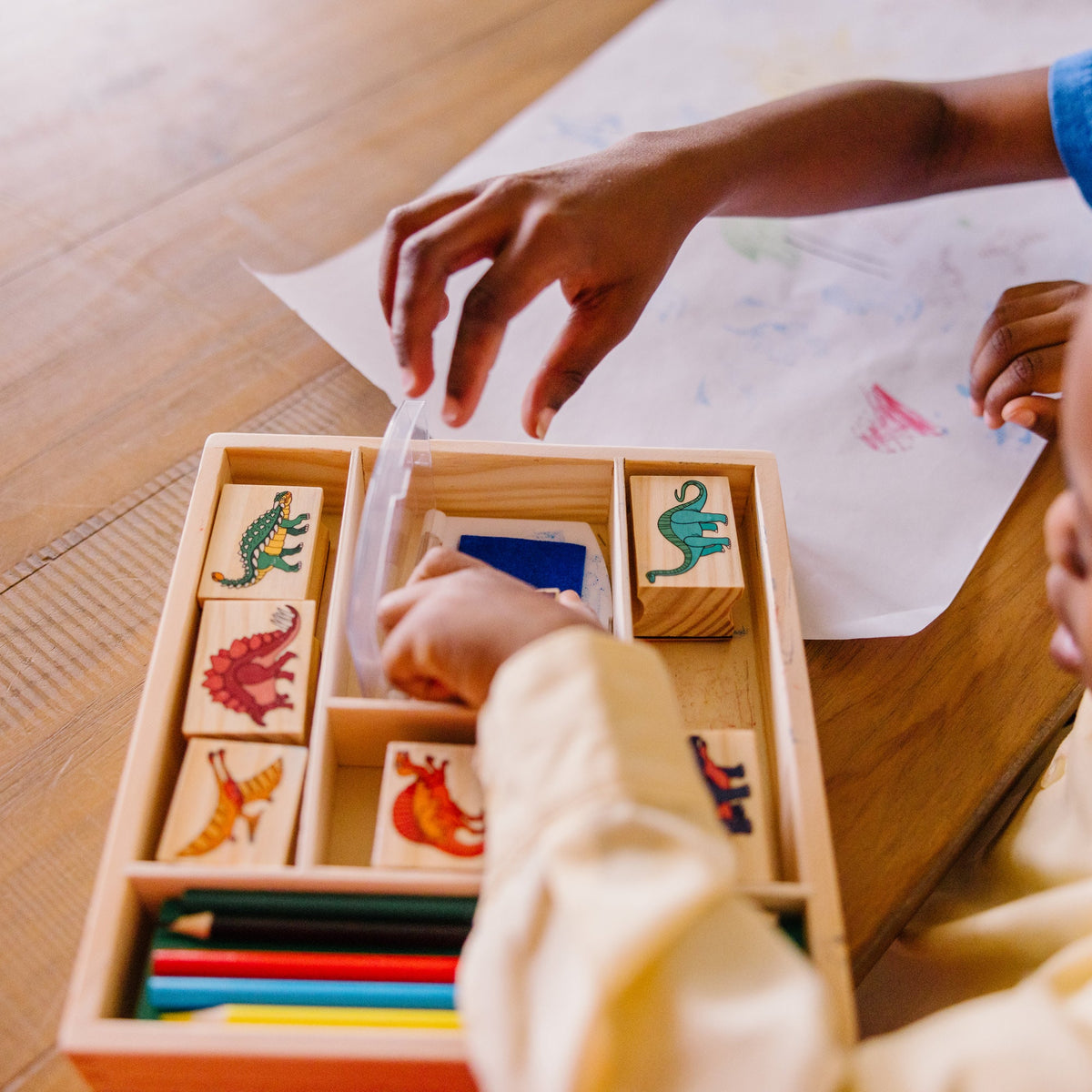 Educational Wooden Stamp Set - Dinosaurs