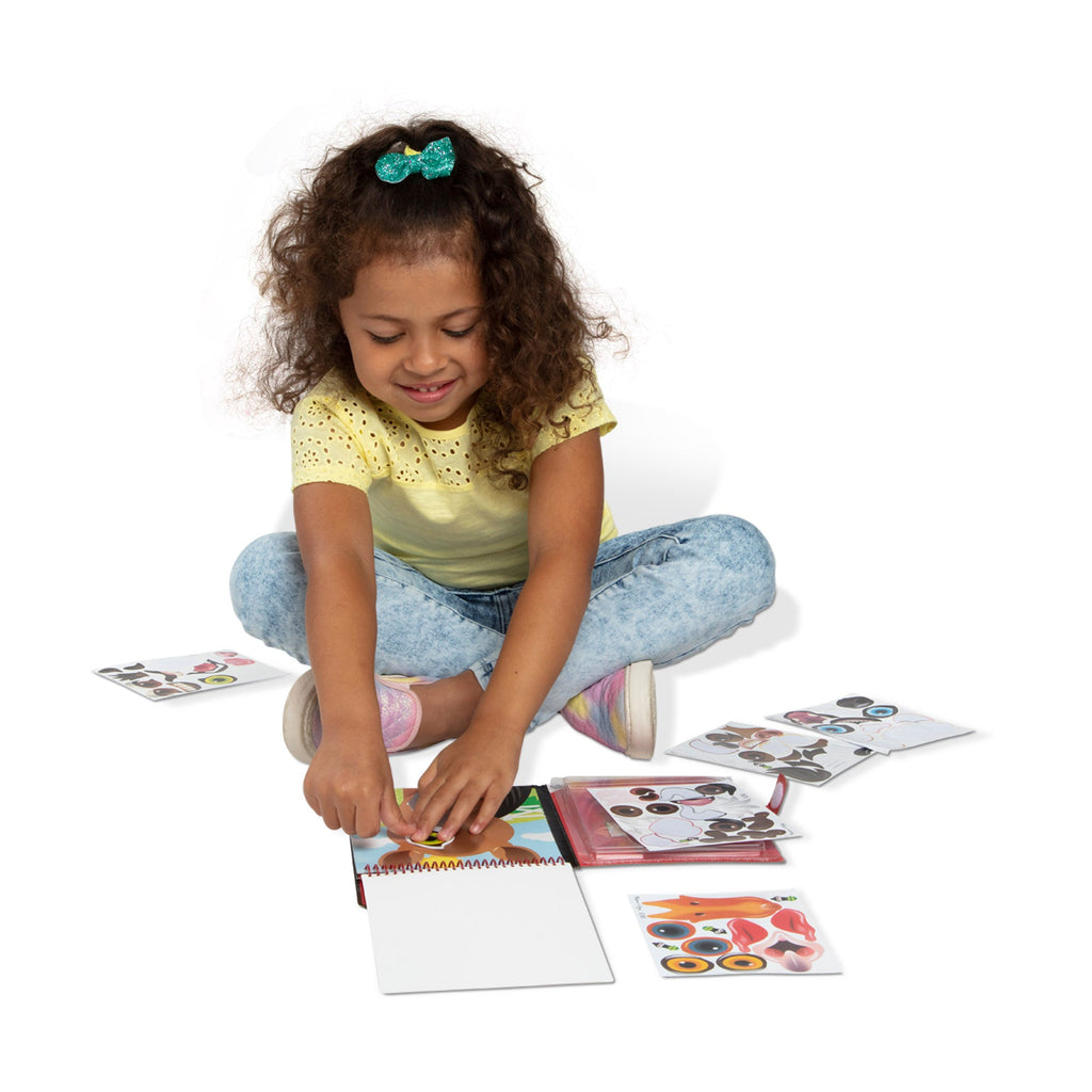 Educational Make-a-Face Farm Reusable Sticker Pad On the Go Travel Activity