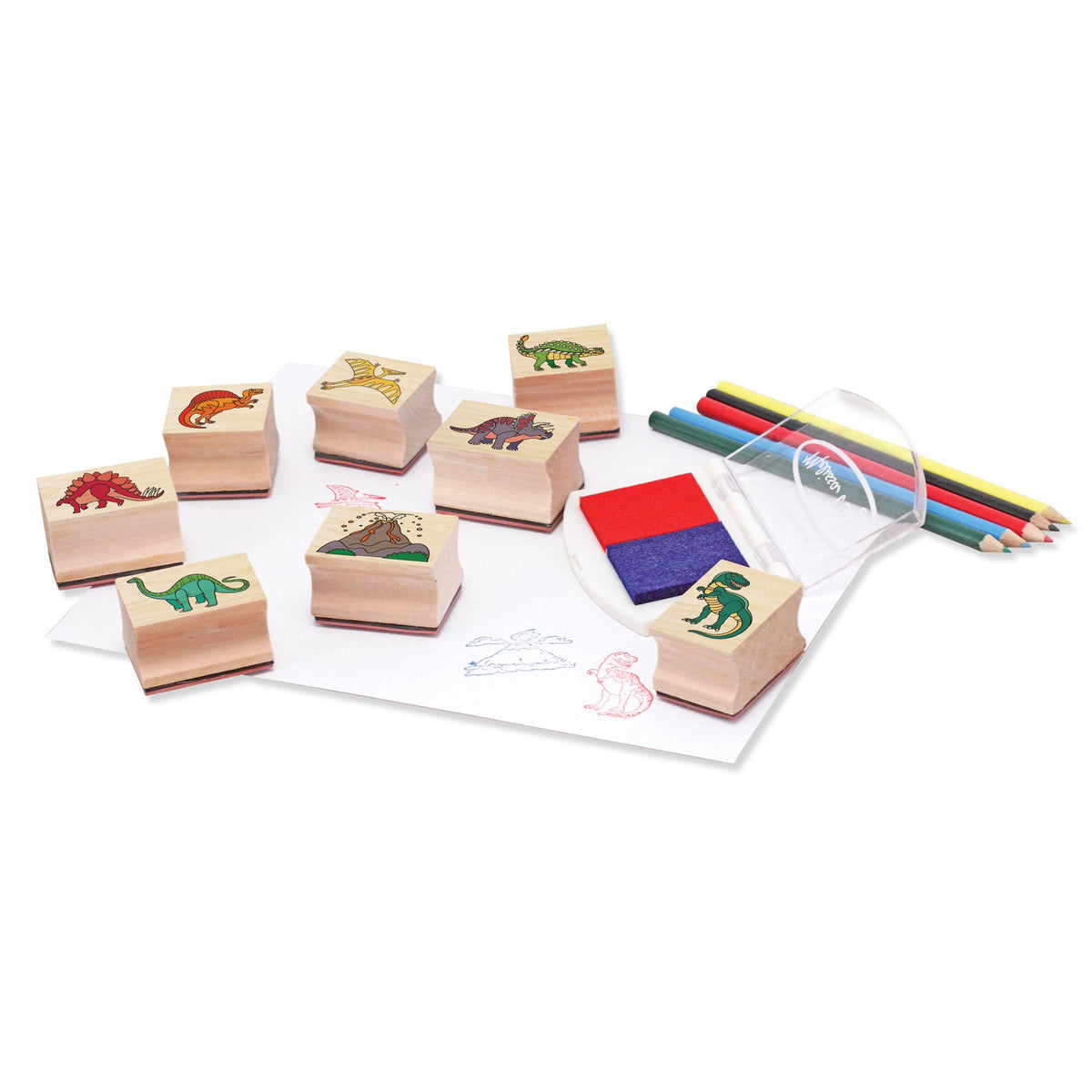 Educational Wooden Stamp Set - Dinosaurs