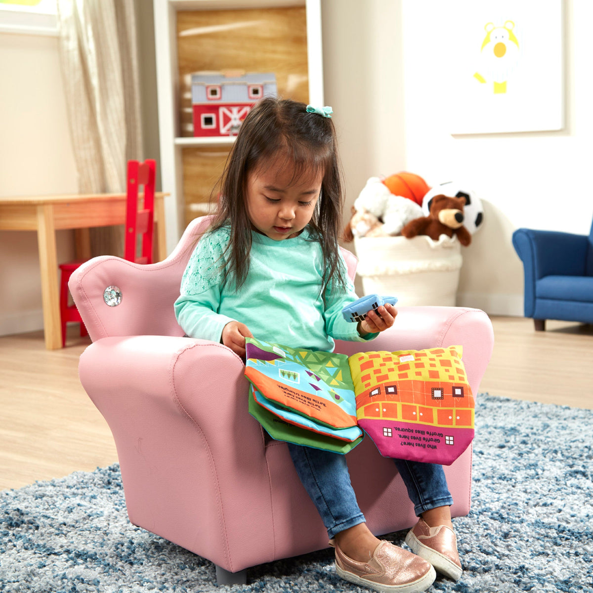 Educational Childs Crown Armchair Pink Faux Leather