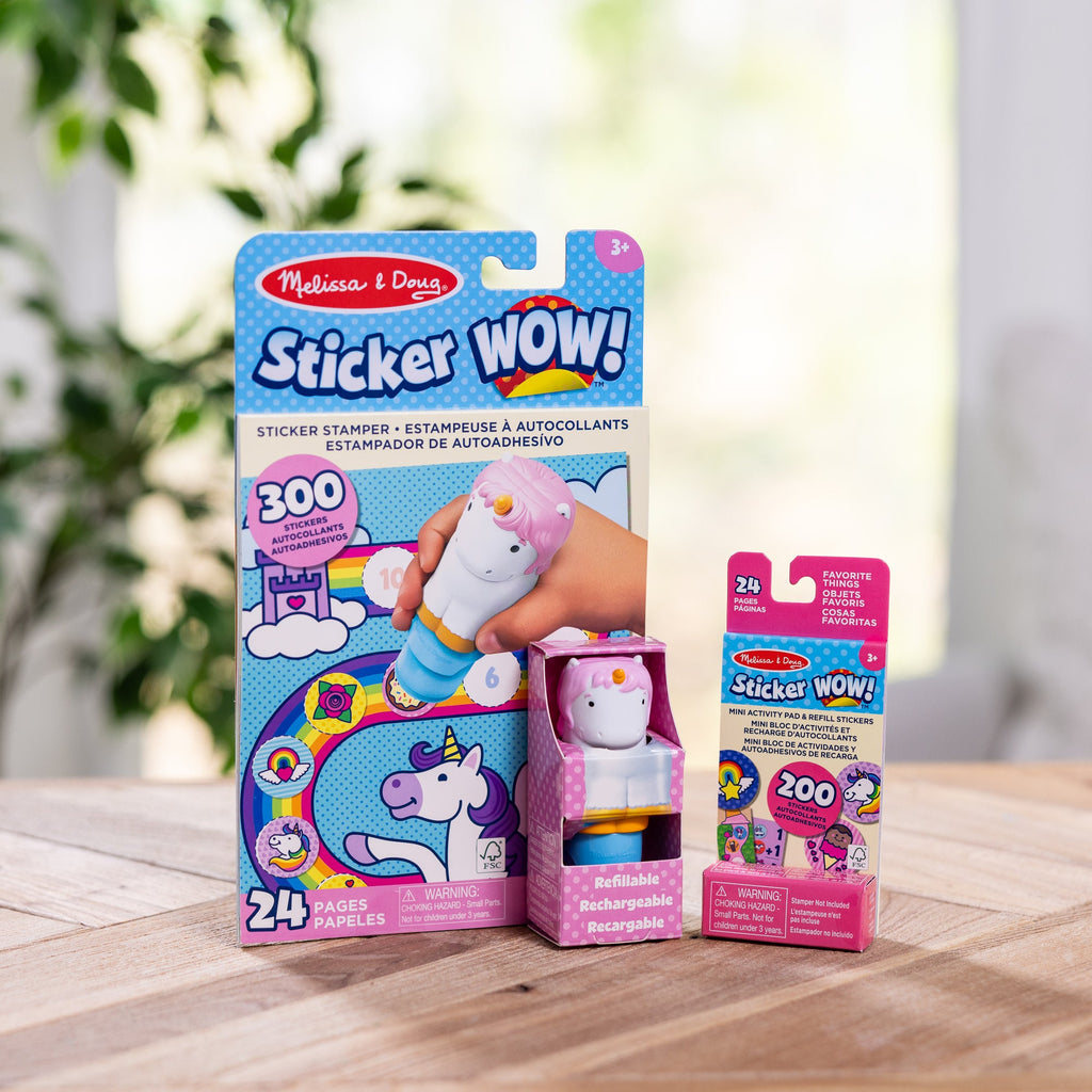 Educational Sticker WOW Unicorn Bundle Activity Pad & Sticker Stamper Mini Activity Pad and 200 Refill Stickers