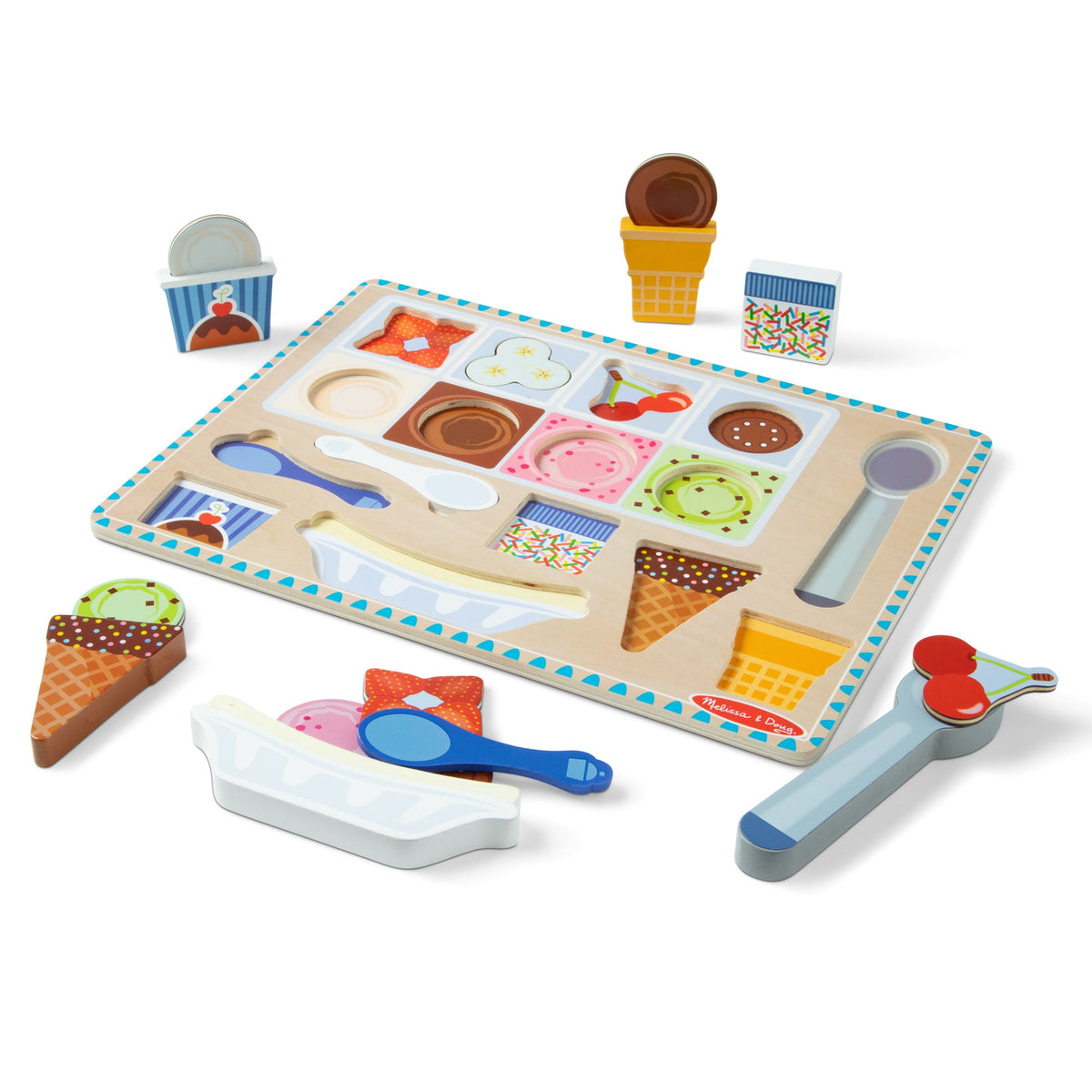 Educational Wooden Magnetic Ice Cream Puzzle & Play Set - 16 Pieces