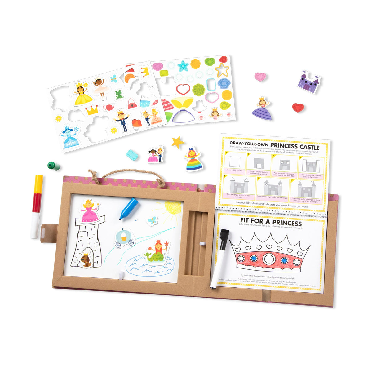 Educational Natural Play Play Draw Create Reusable Drawing & Magnet Kit Princesses