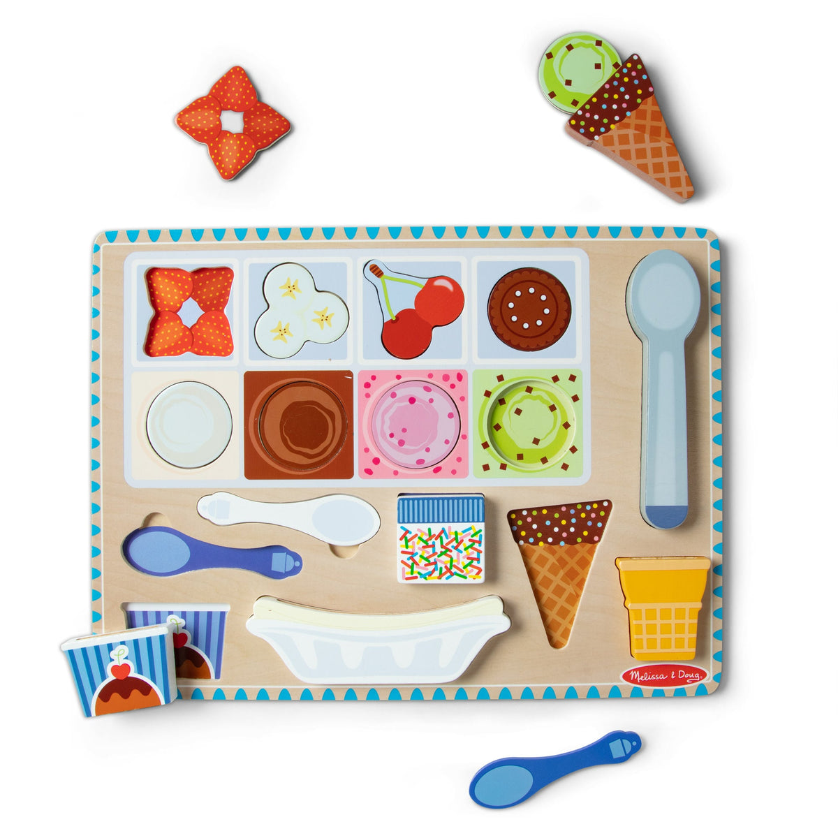 Educational Wooden Magnetic Ice Cream Puzzle & Play Set - 16 Pieces