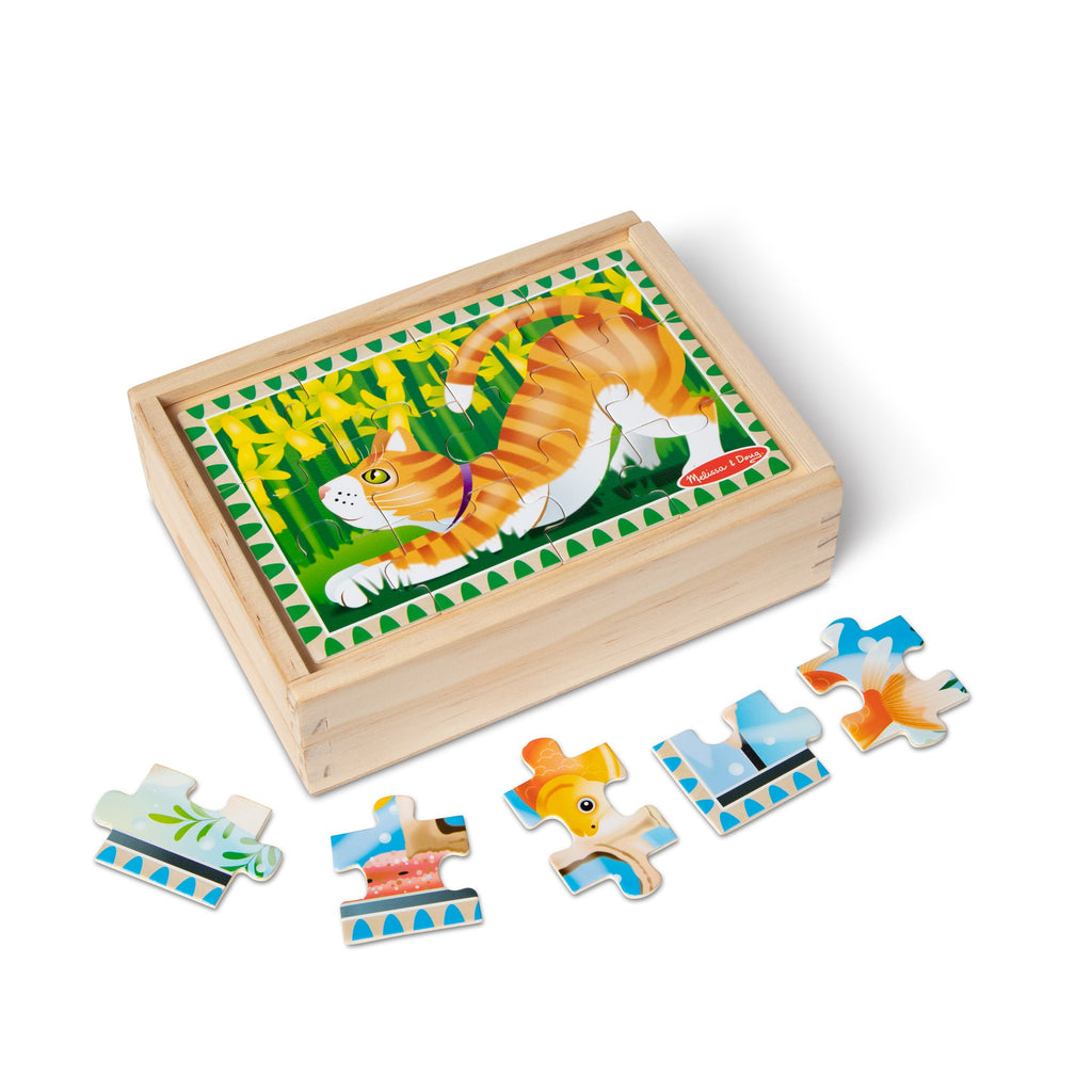 Educational Wooden Jigsaw Puzzles in a Box - Pets