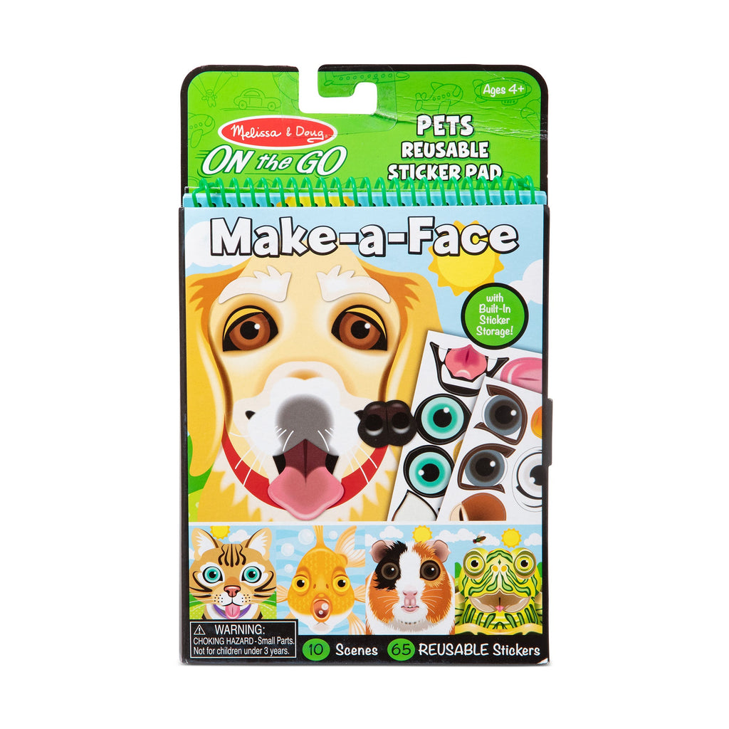 Educational Make-a-Face Pets Reusable Sticker Pad On the Go Travel Activity