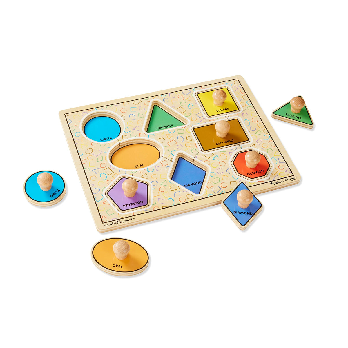 Educational Geometric Shapes Deluxe Jumbo Peg Puzzle - 8 Pieces