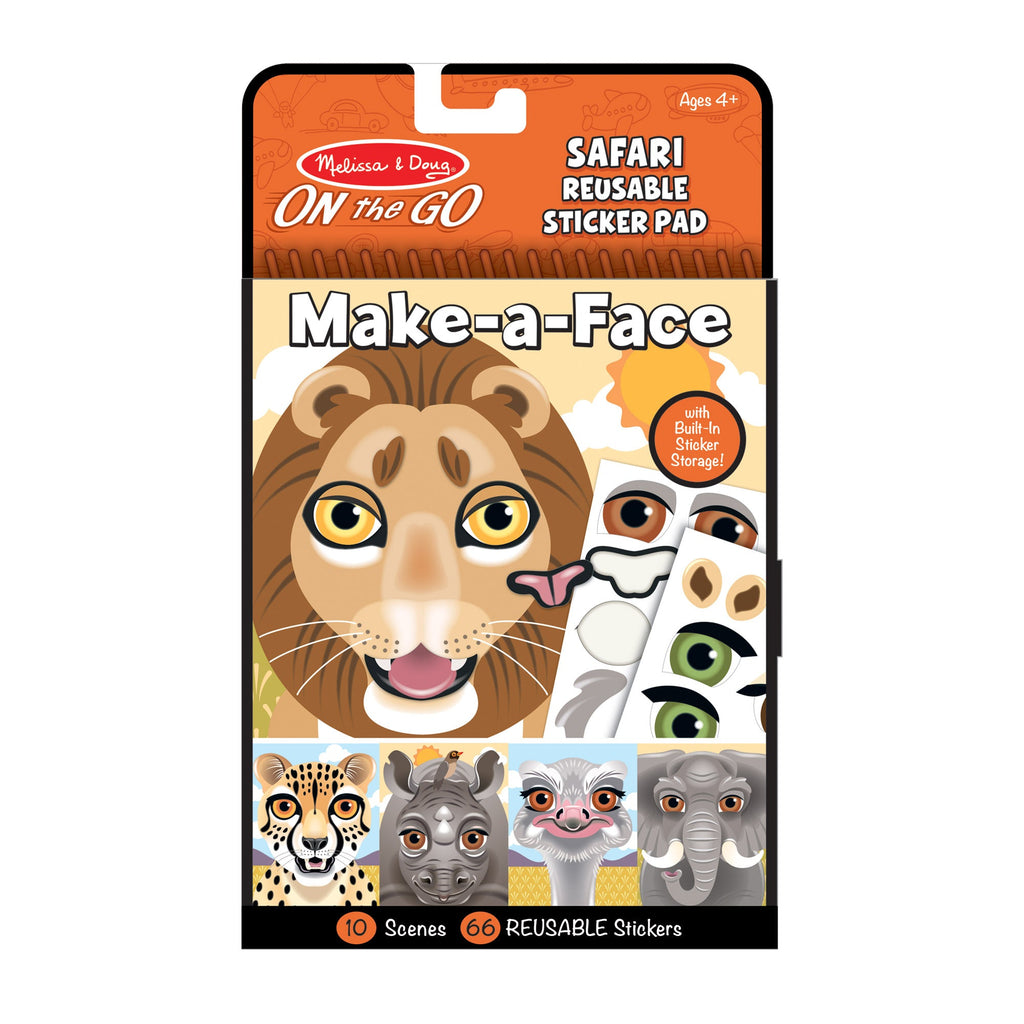 Educational Make-a-Face Safari Reusable Sticker Pad On the Go Travel Activity