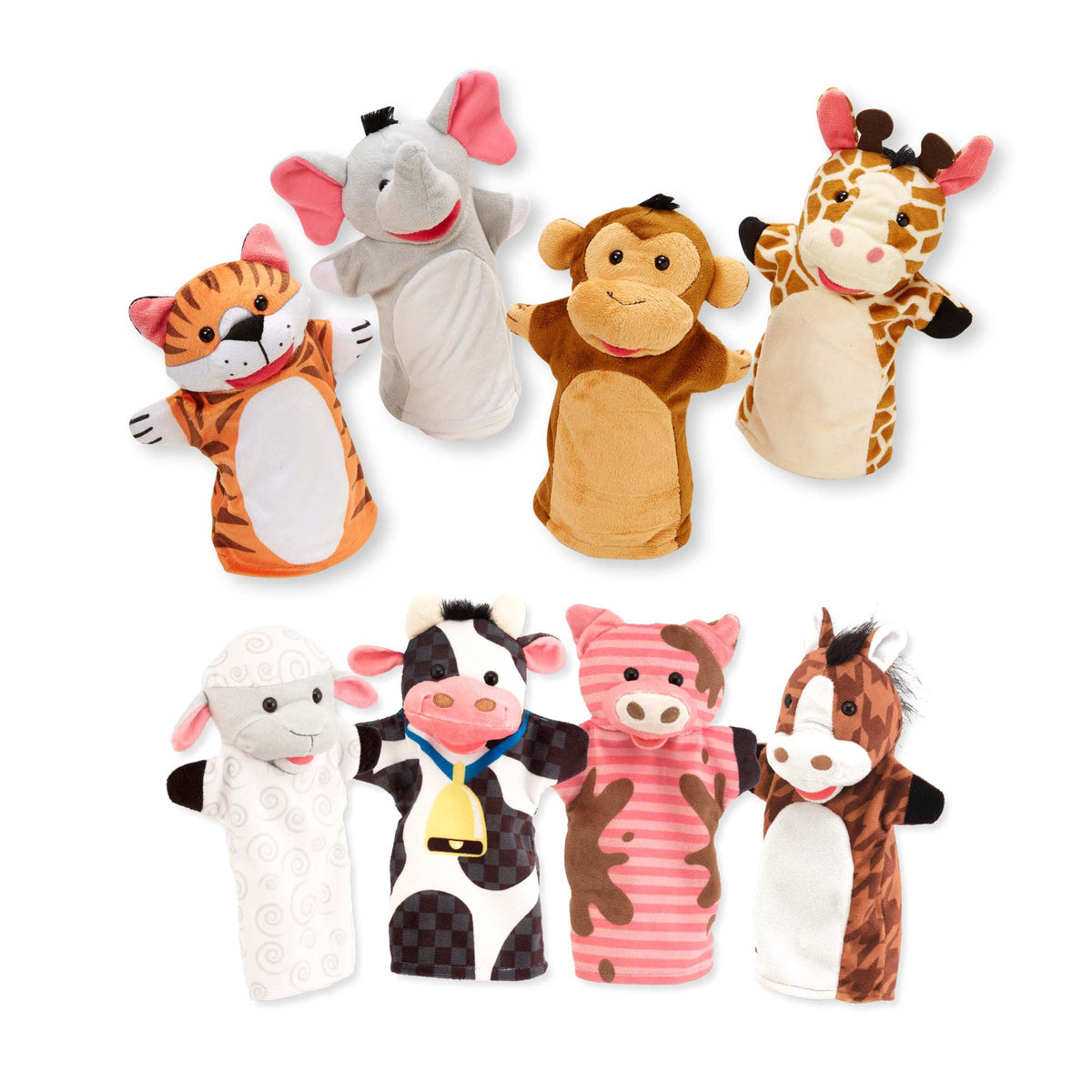 Educational Hand Puppet 2-Pack Farm Friends Zoo Friends