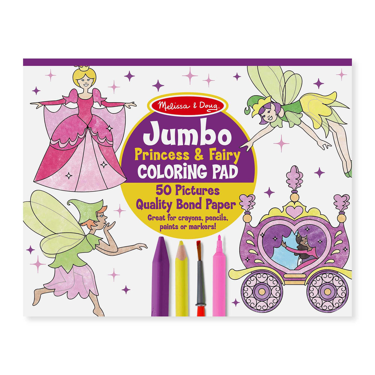 Educational Jumbo Coloring Pad - Princess & Fairy