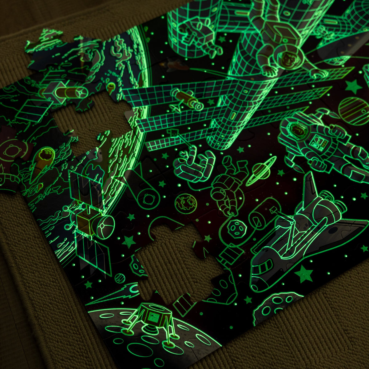 Educational Outer Space Glow-in-the-Dark Floor Puzzle 48 Pieces