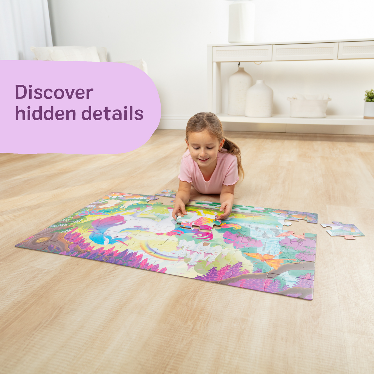 Educational Glow-in-the-Dark Unicorn Floor Puzzle - 48 Pieces