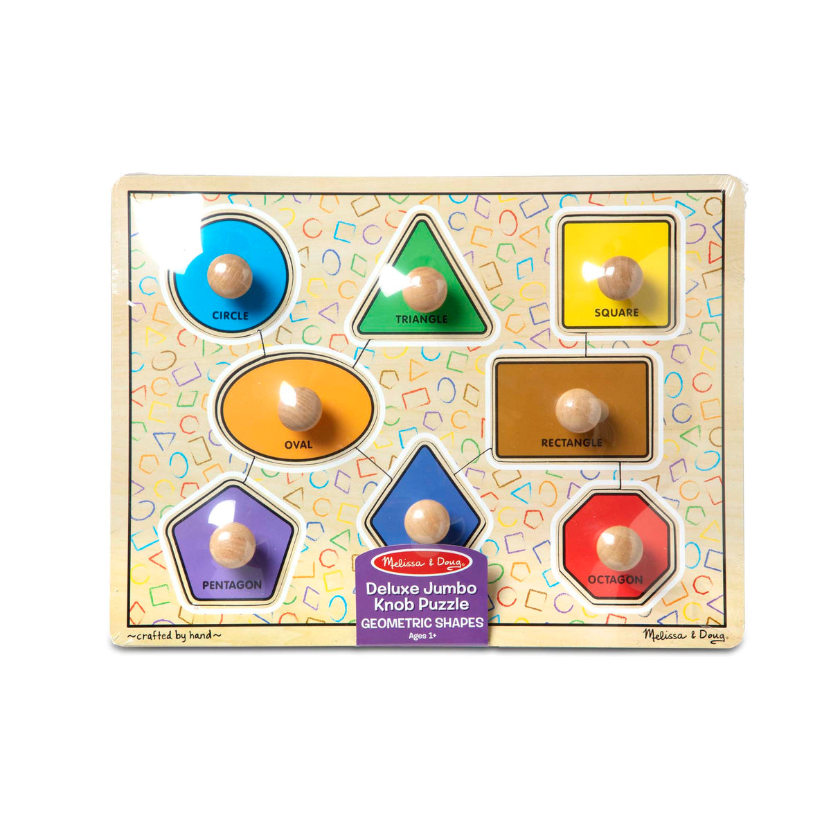 Educational Geometric Shapes Deluxe Jumbo Peg Puzzle - 8 Pieces