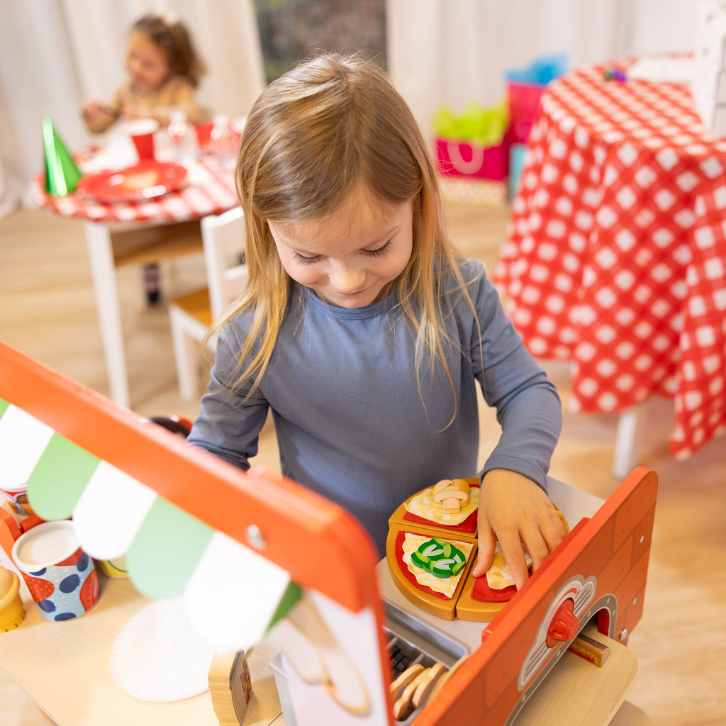 Educational Wooden Pizza Food Truck Activity Center