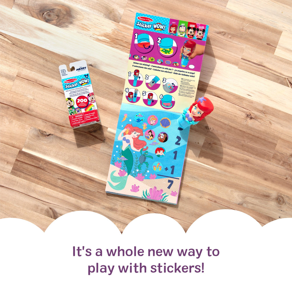Educational Sticker WOW Disney Ariel Bundle Activity Pad & Sticker Stamper Mini Activity Pad and 200 Refill Stickers