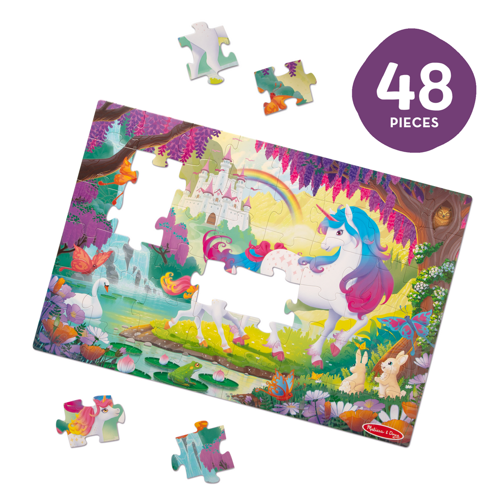 Educational Glow-in-the-Dark Unicorn Floor Puzzle - 48 Pieces