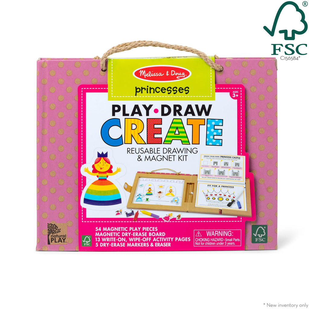 Educational Natural Play Play Draw Create Reusable Drawing & Magnet Kit Princesses