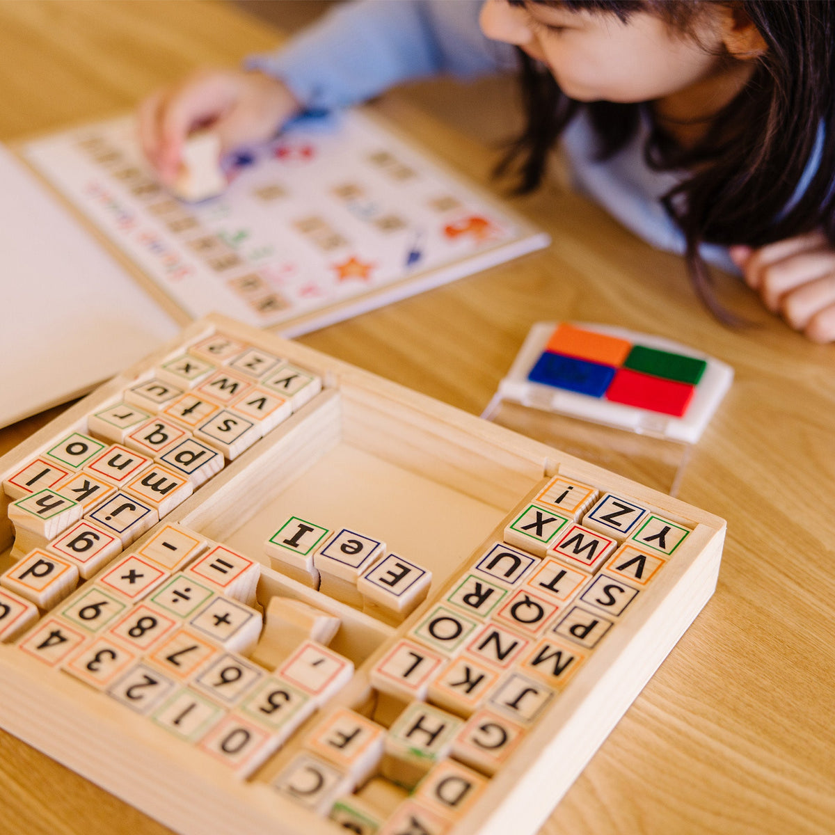 Educational Deluxe Wooden Stamp Set - ABCs 123s