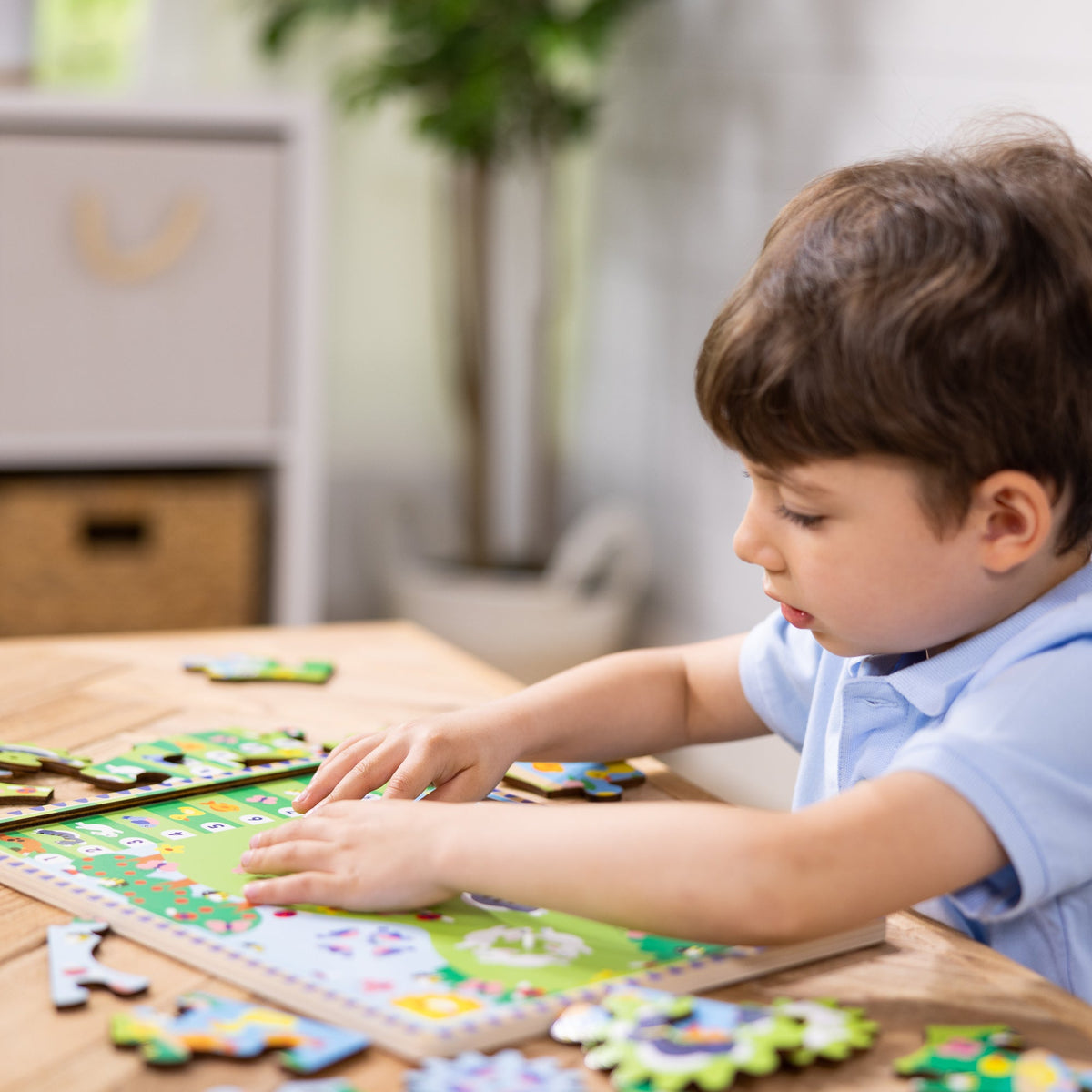 Educational Animal Chase I-Spy Wooden Gear Puzzle