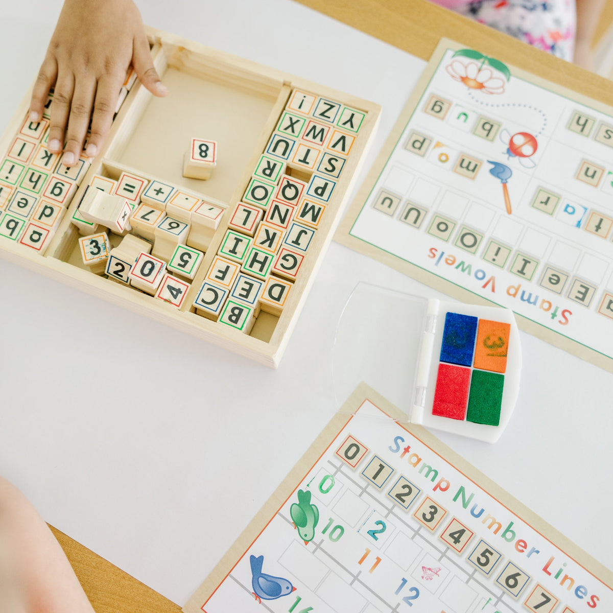 Educational Deluxe Wooden Stamp Set - ABCs 123s