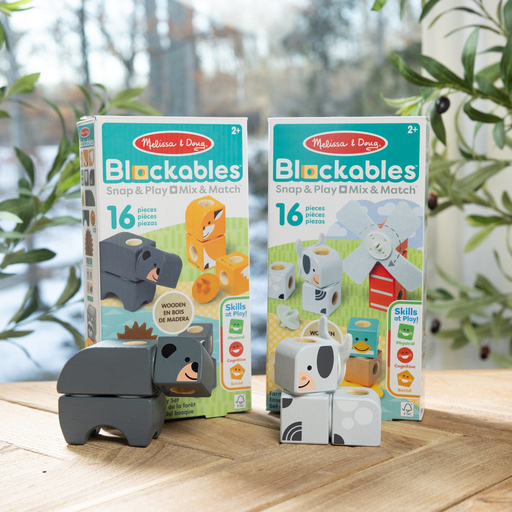 Educational Blockables Play Sets Farm Friends and Woodland Friends 2-Pack Bundle