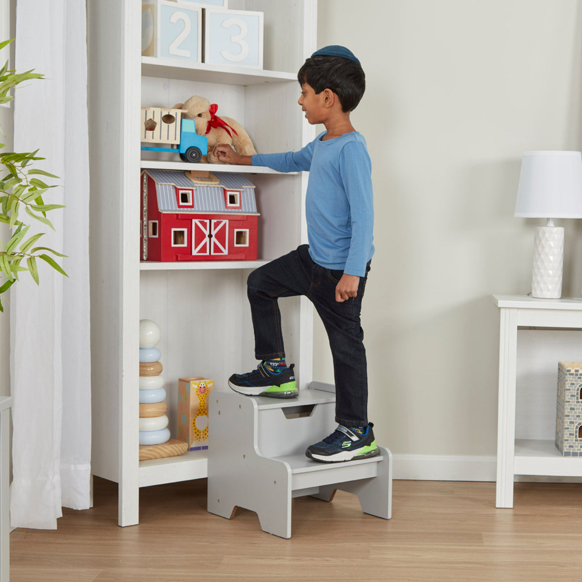Educational Wooden Step Stool Gray