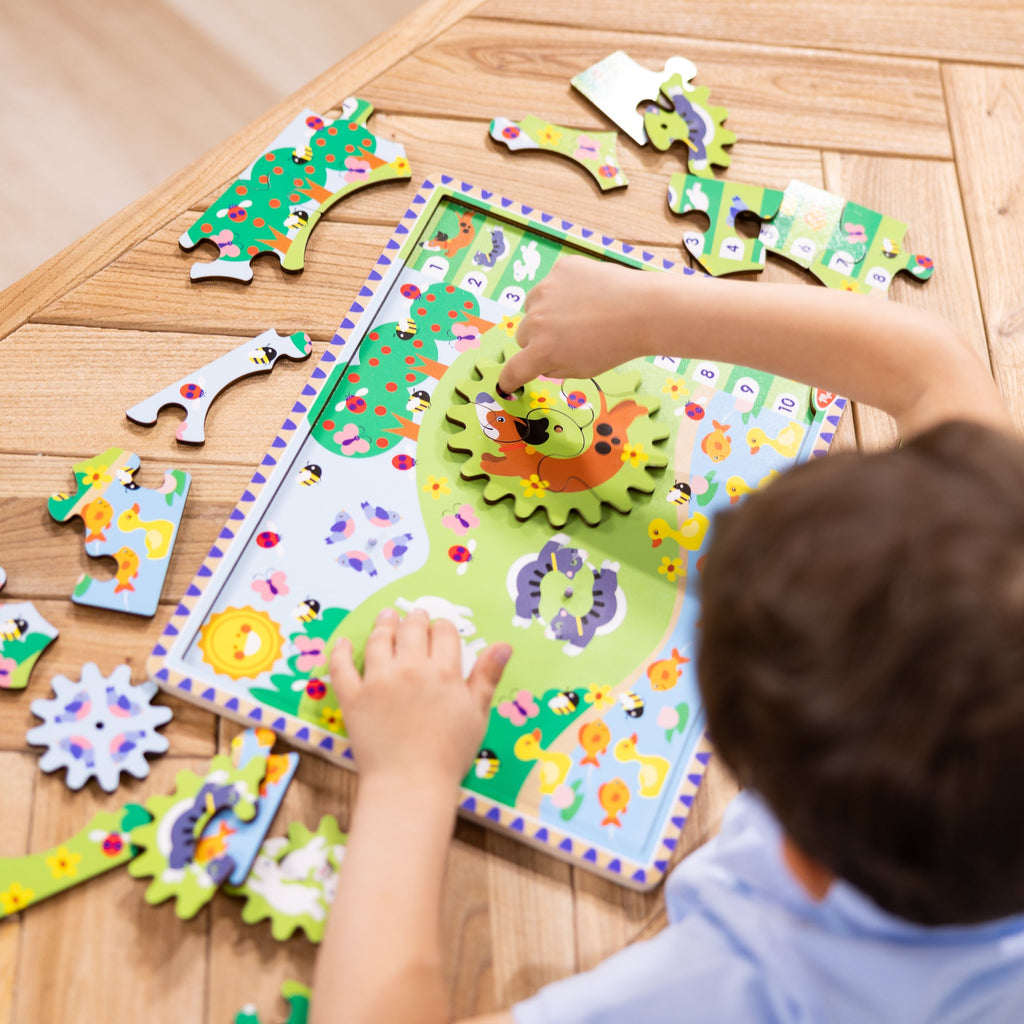 Educational Animal Chase I-Spy Wooden Gear Puzzle