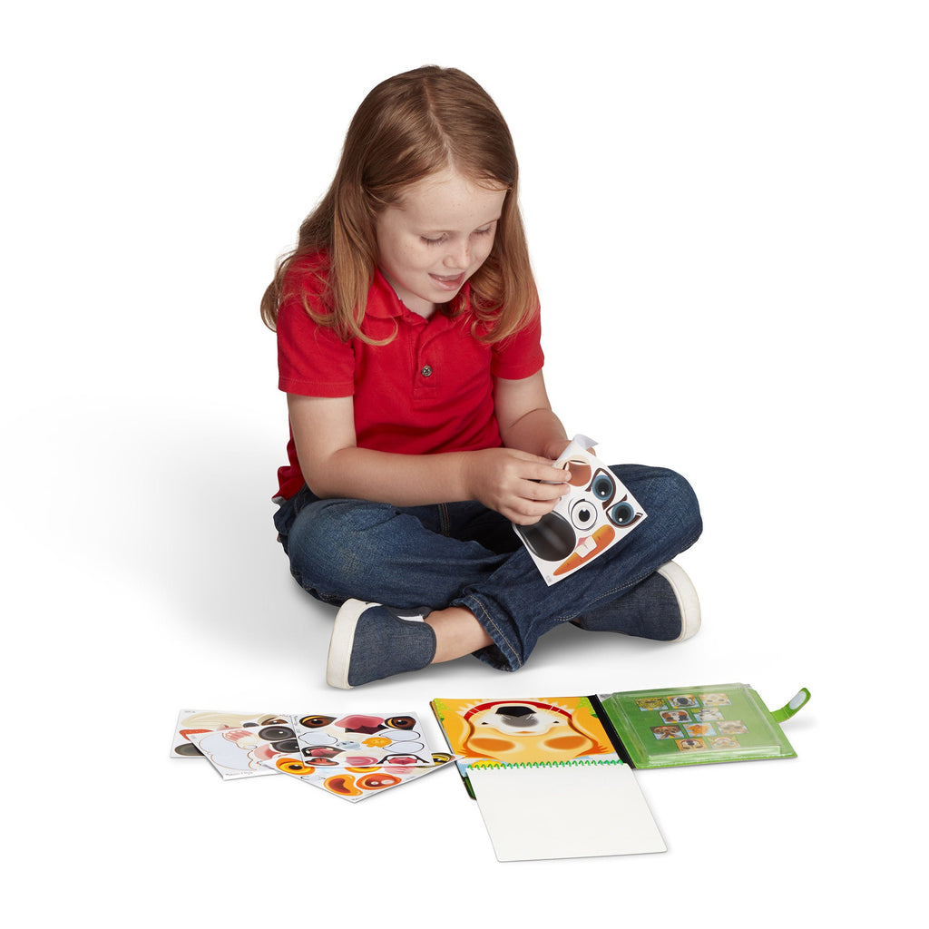 Educational Make-a-Face Pets Reusable Sticker Pad On the Go Travel Activity