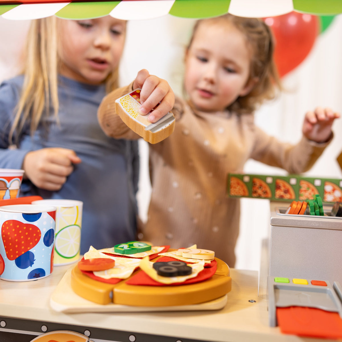 Educational Wooden Pizza Food Truck Activity Center
