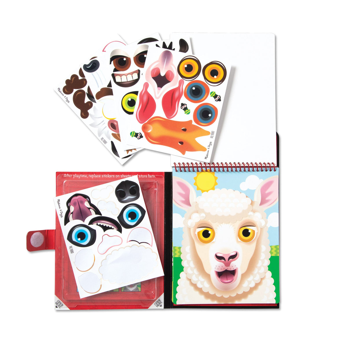 Educational Make-a-Face Farm Reusable Sticker Pad On the Go Travel Activity