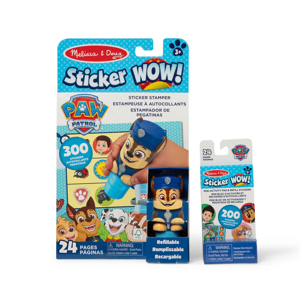 Educational Sticker WOW PAW Patrol Chase Bundle Activity Pad & Sticker Stamper Mini Activity Pad and 200 Refill Stickers