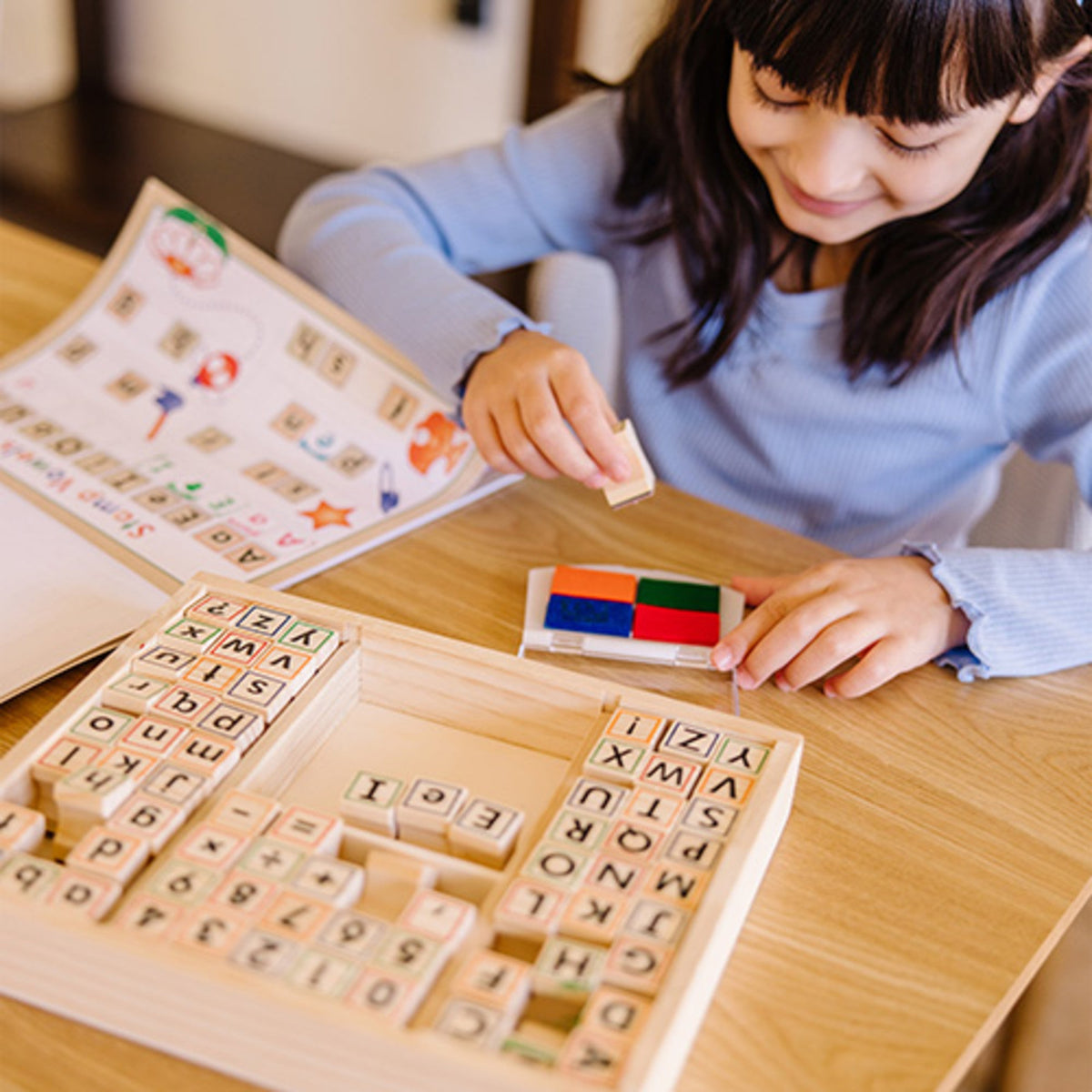 Educational Deluxe Wooden Stamp Set - ABCs 123s