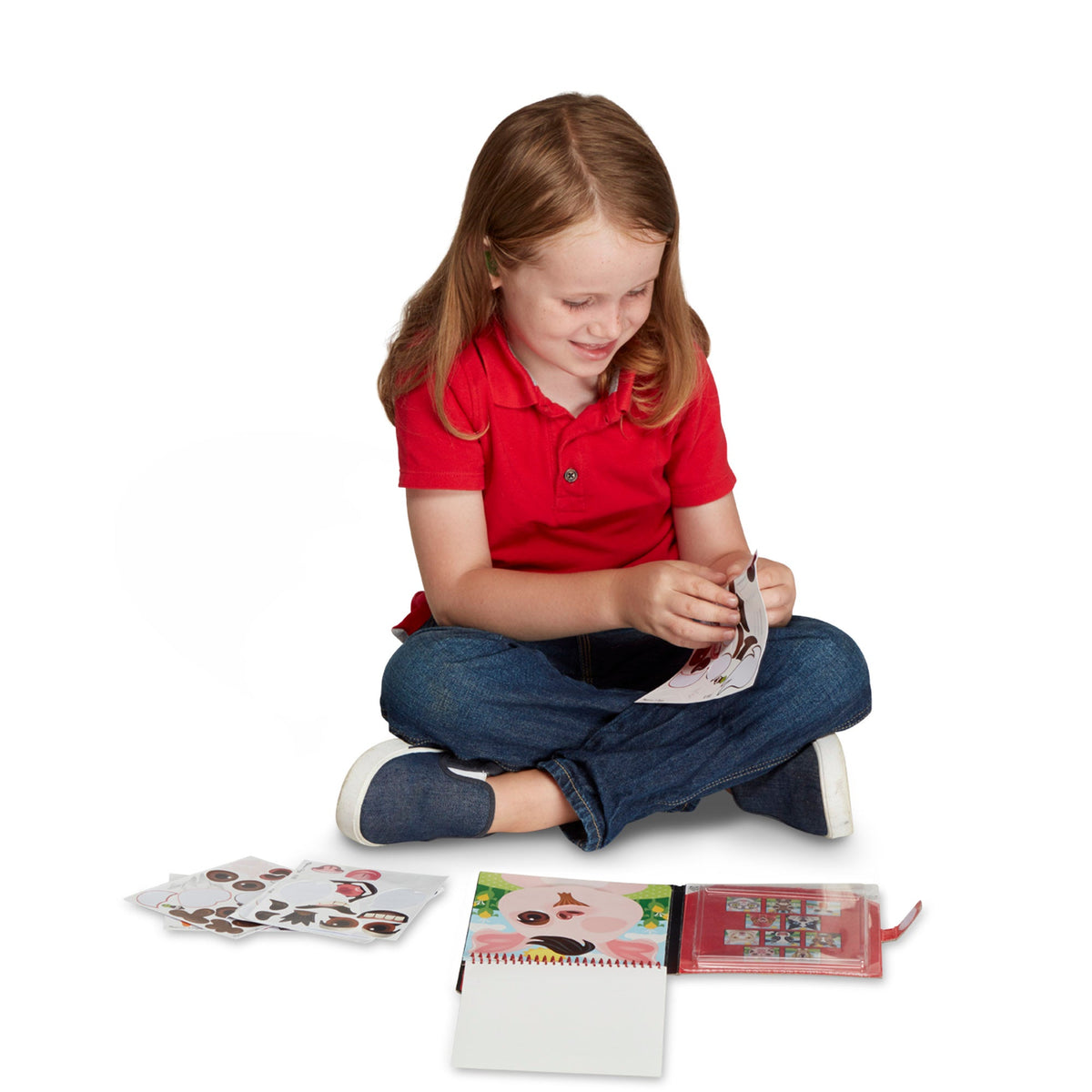 Educational Make-a-Face Farm Reusable Sticker Pad On the Go Travel Activity