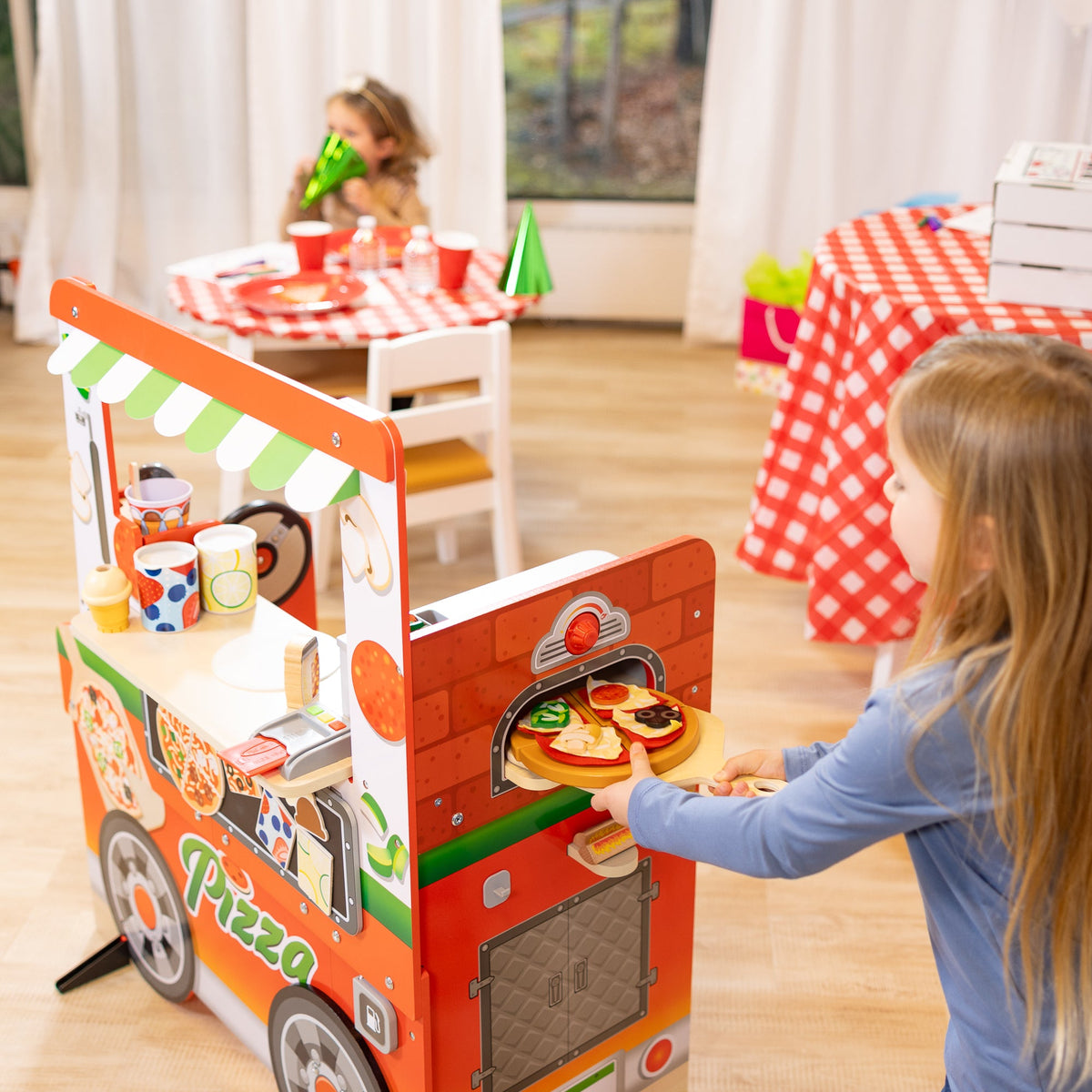 Educational Wooden Pizza Food Truck Activity Center