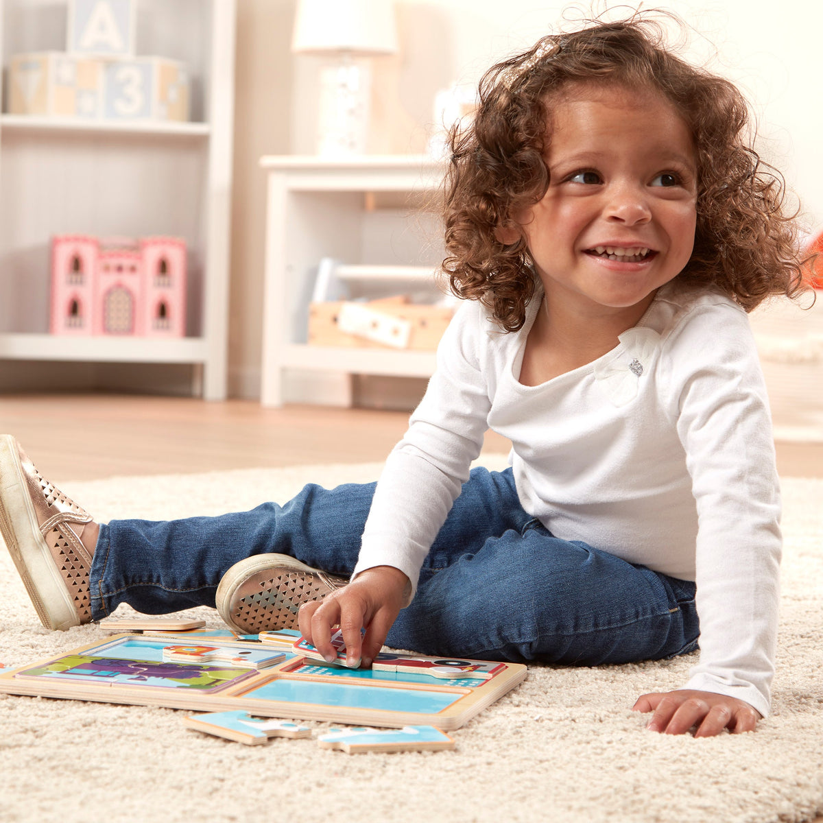 Educational Natural Play Wooden Puzzle Ready Set Go