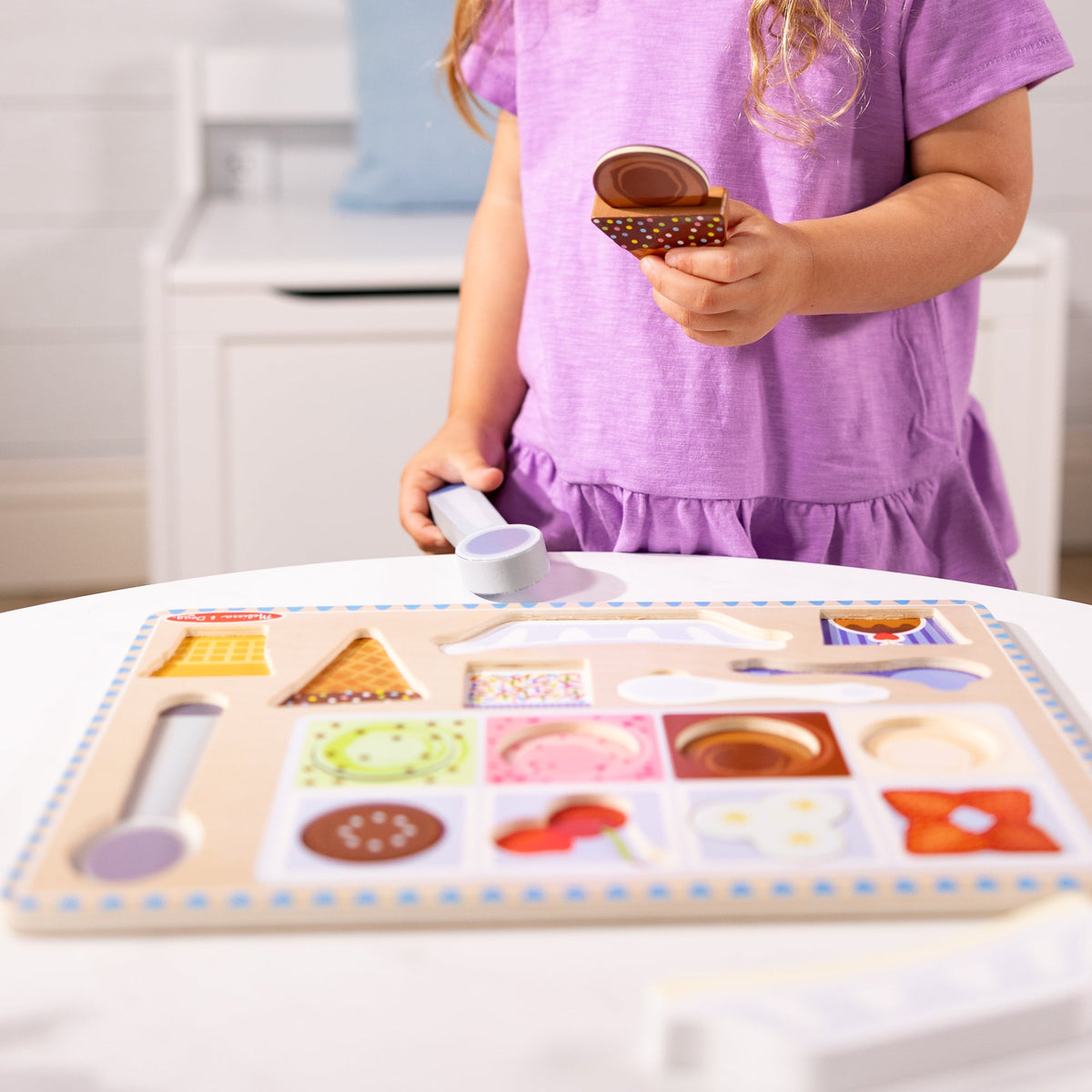 Educational Wooden Magnetic Ice Cream Puzzle & Play Set - 16 Pieces