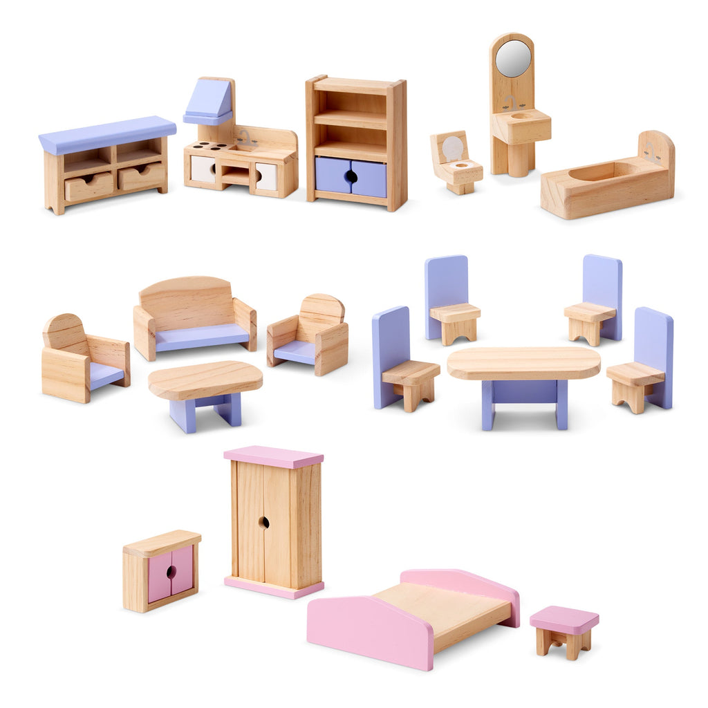 Educational Wooden Multi-Level Dollhouse