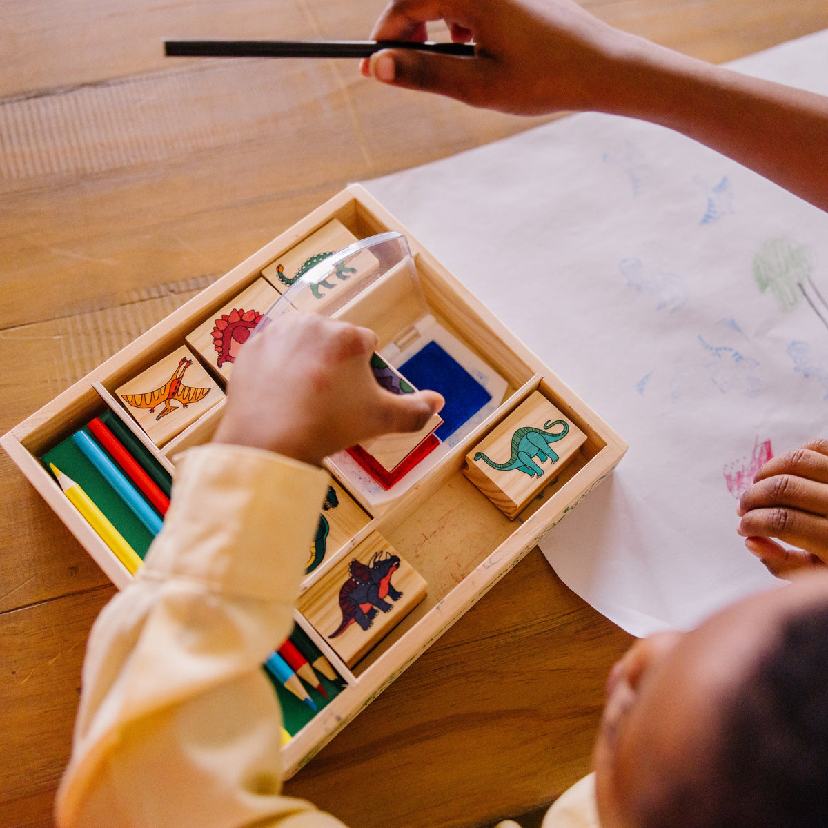 Educational Wooden Stamp Set - Dinosaurs
