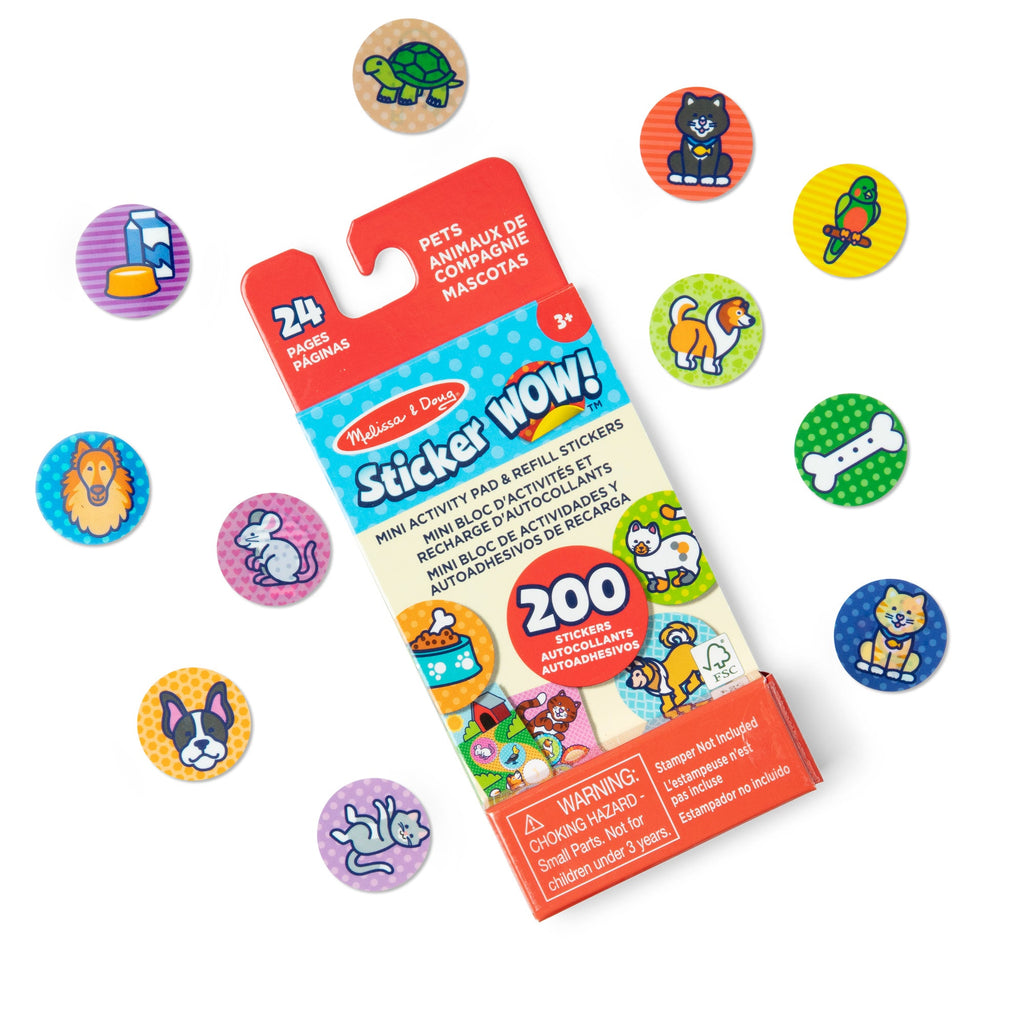 Educational Sticker WOW Mini Activity Pad & Refill Stickers - Pets 200 Stickers Stamper Not Included