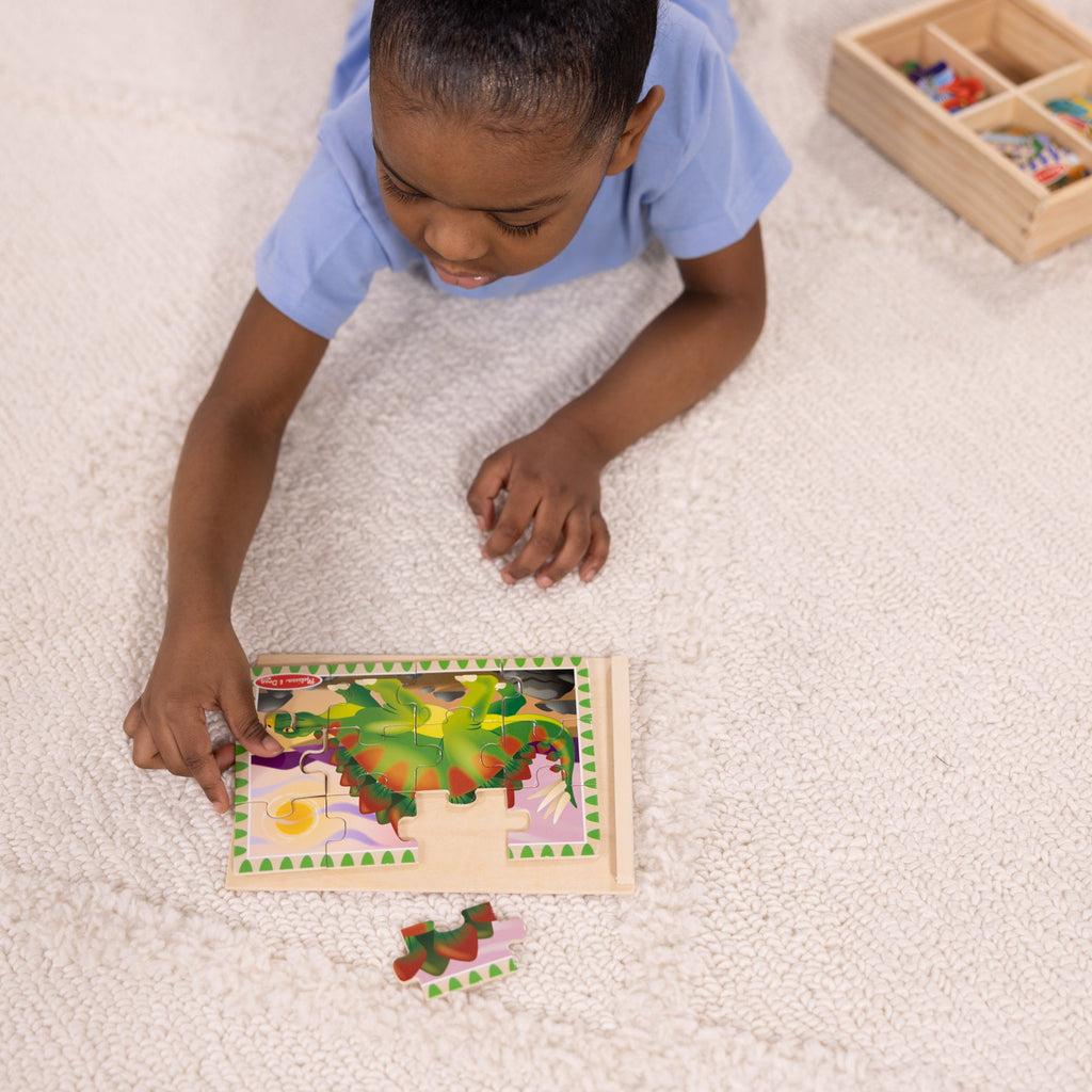 Educational Wooden Jigsaw Puzzles in a Box - Dinosaurs
