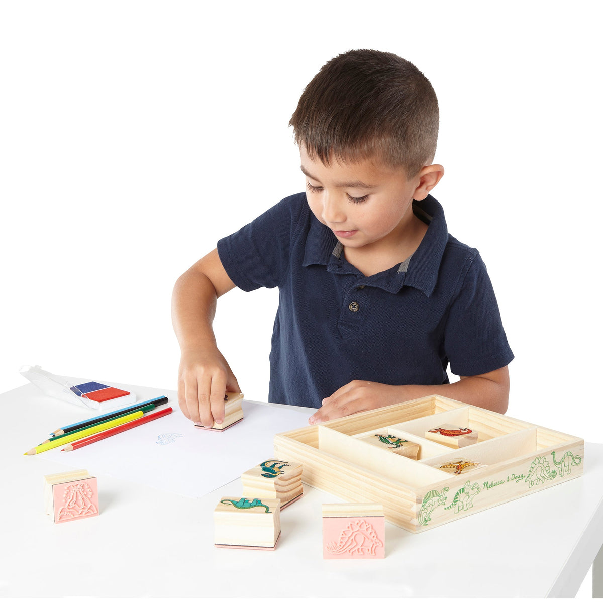 Educational Wooden Stamp Set - Dinosaurs