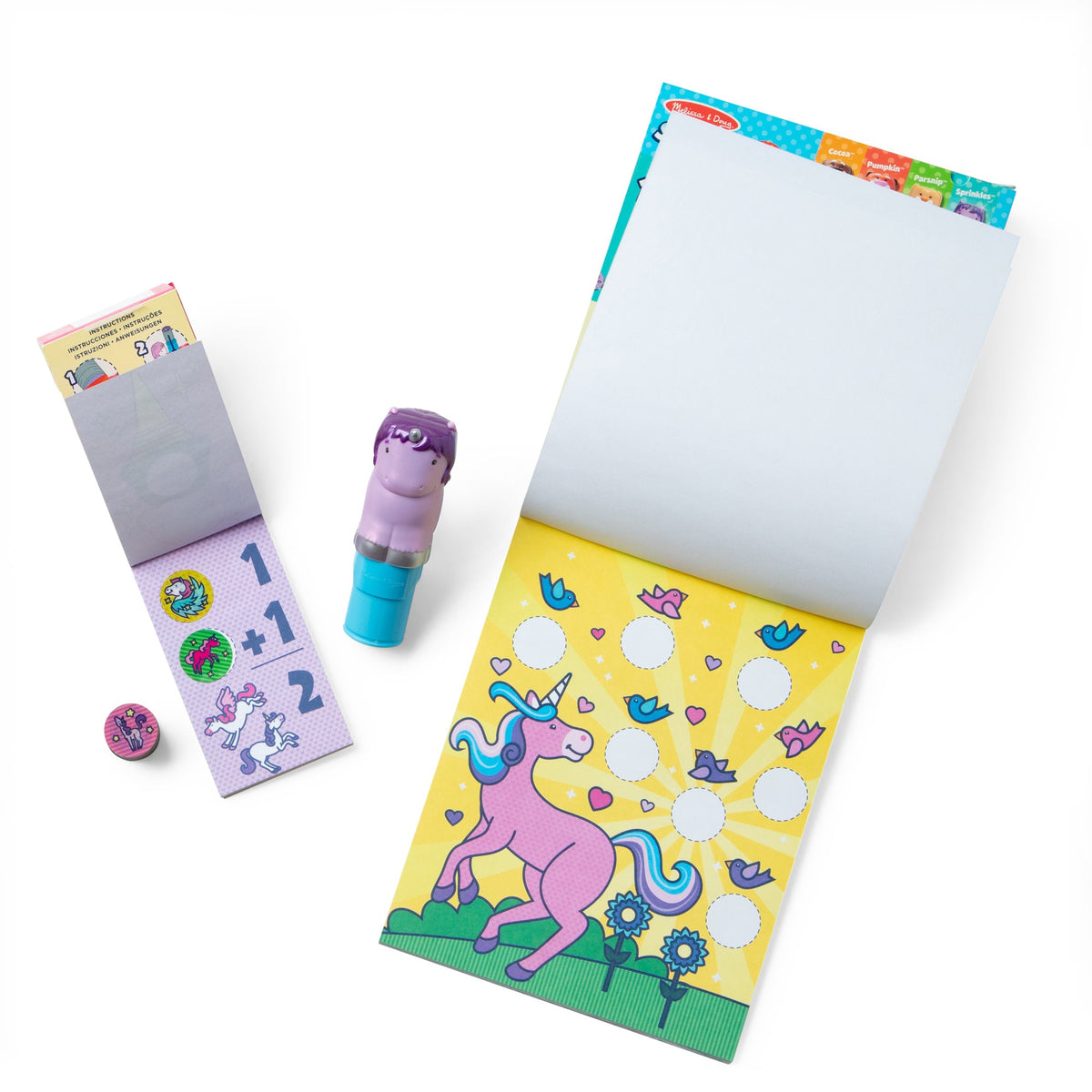 Educational Sticker WOW Purple Unicorn Bundle Activity Pad & Sticker Stamper Mini Activity Pad and 200 Refill Stickers