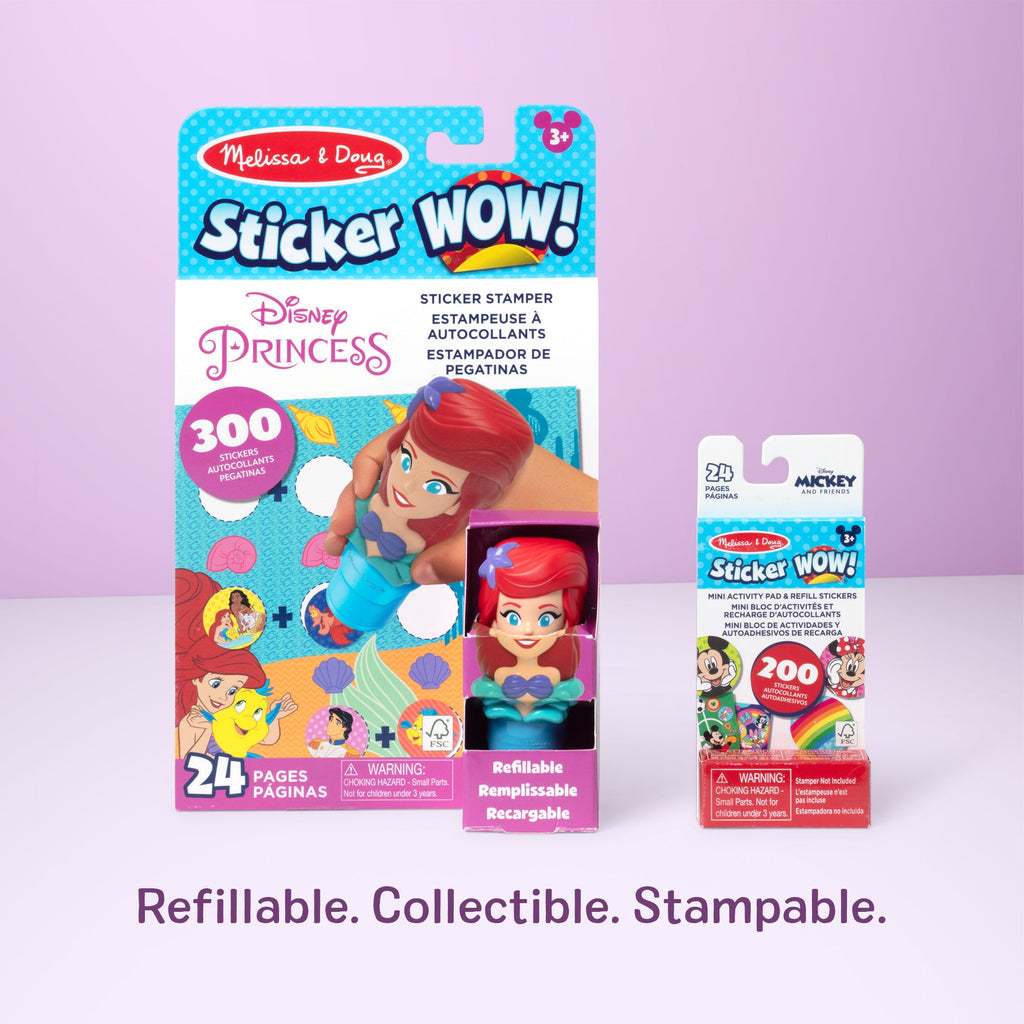 Educational Sticker WOW Disney Ariel Bundle Activity Pad & Sticker Stamper Mini Activity Pad and 200 Refill Stickers