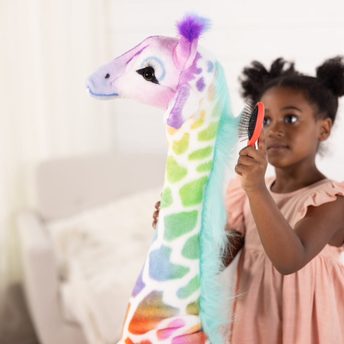 Educational Rainbow Giraffe Lifelike Plush