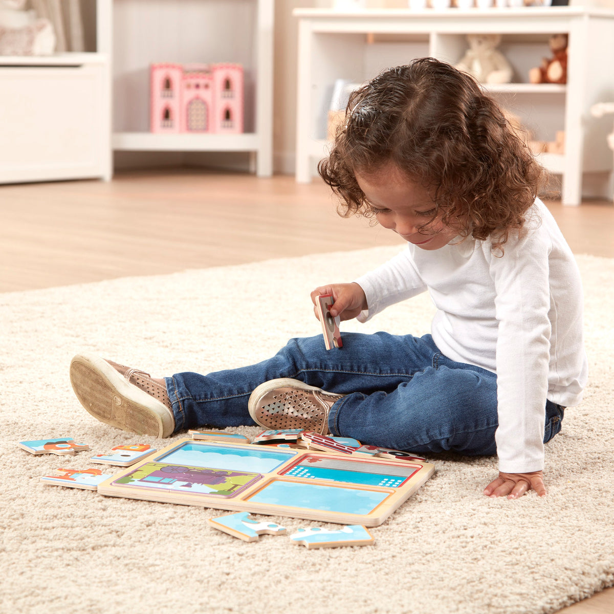 Educational Natural Play Wooden Puzzle Ready Set Go