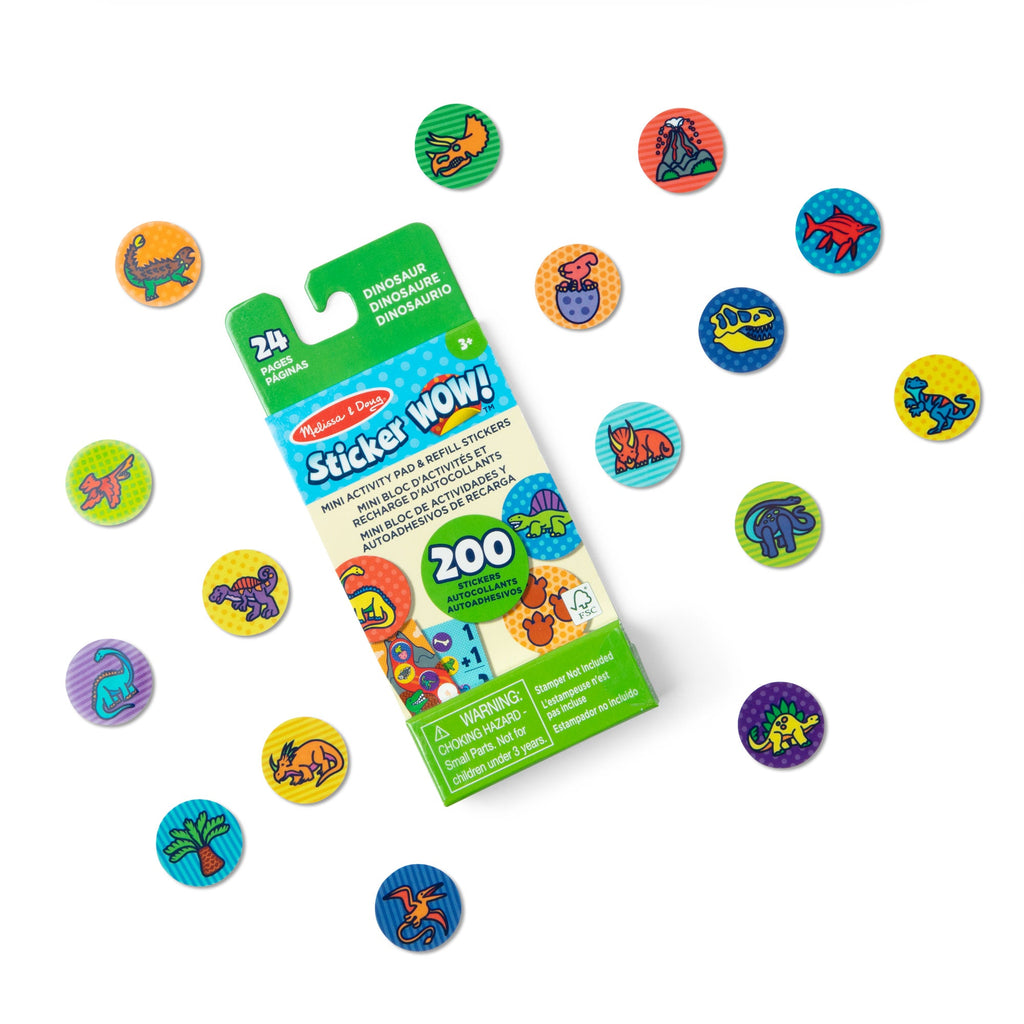Educational Sticker WOW Mini Activity Pad & Refill Stickers - Dinosaur 200 Stickers Stamper Not Included