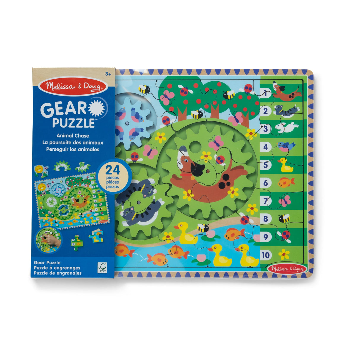 Educational Animal Chase I-Spy Wooden Gear Puzzle